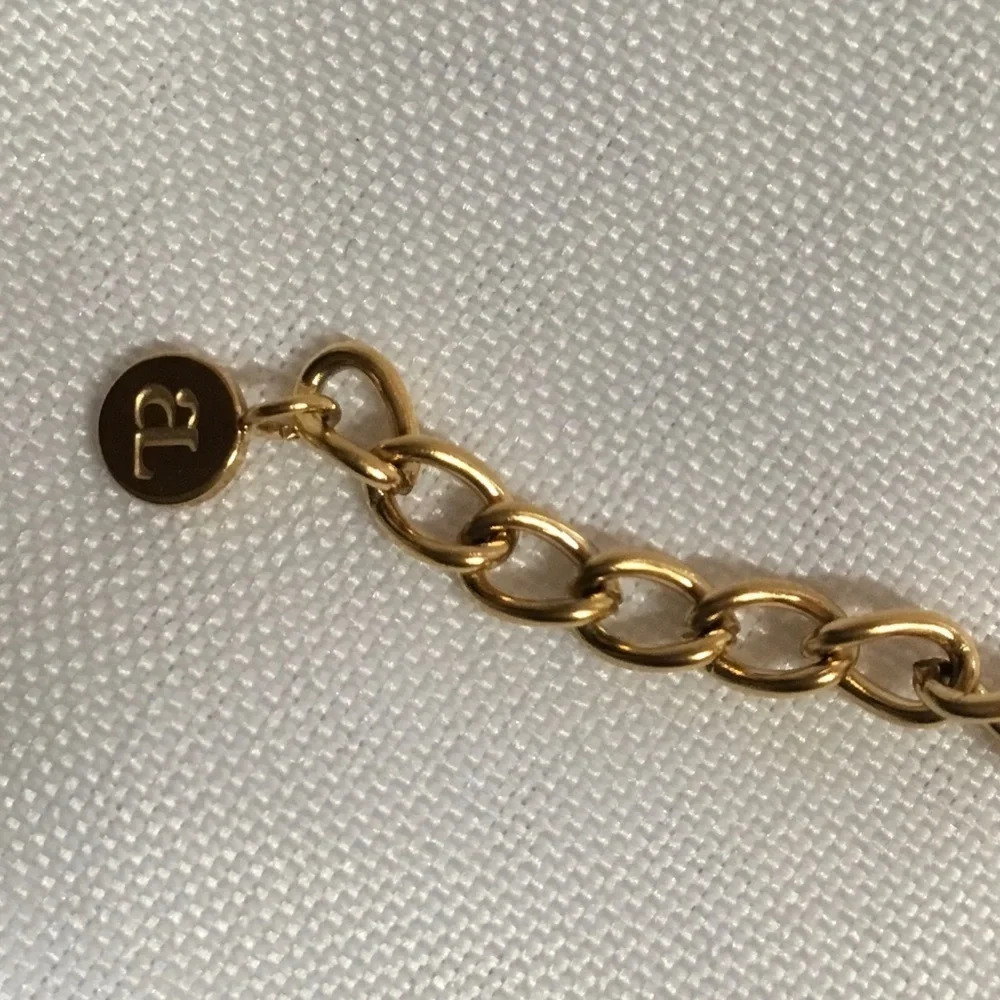 Abbott Lyon gold initial choker necklace. 16 inches. Initial “ TO”.  NWT